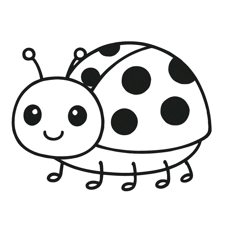 Desenho simples de uma joaninha amigável para colorir