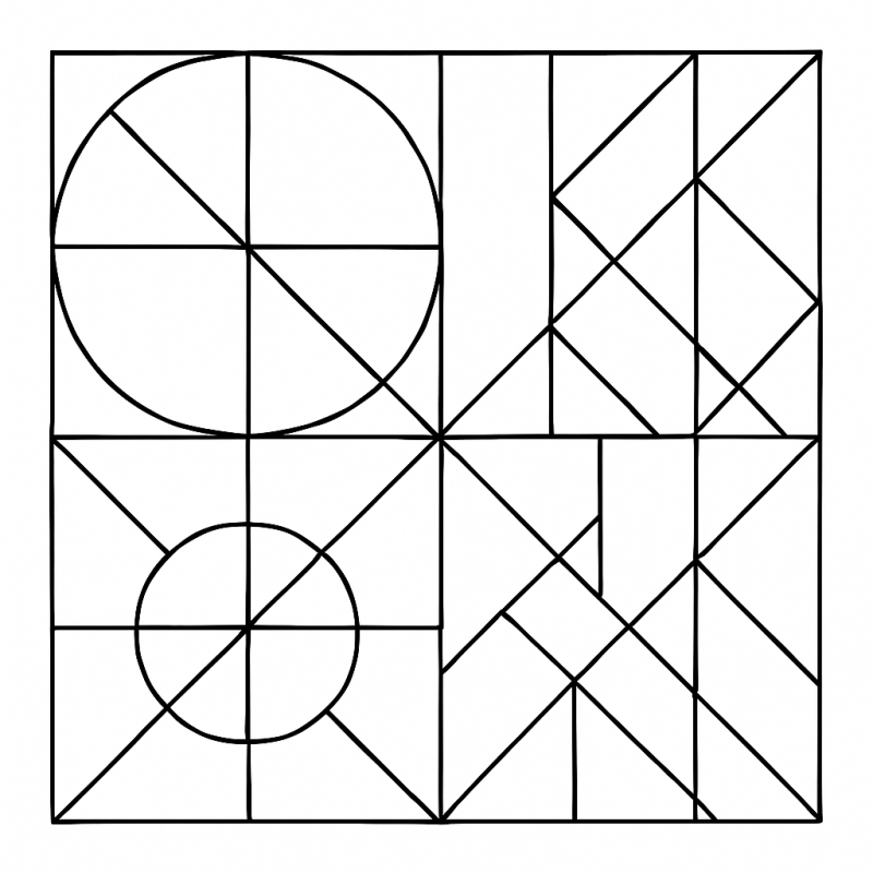 Desenho de mosaico geométrico estilo vitral para colorir