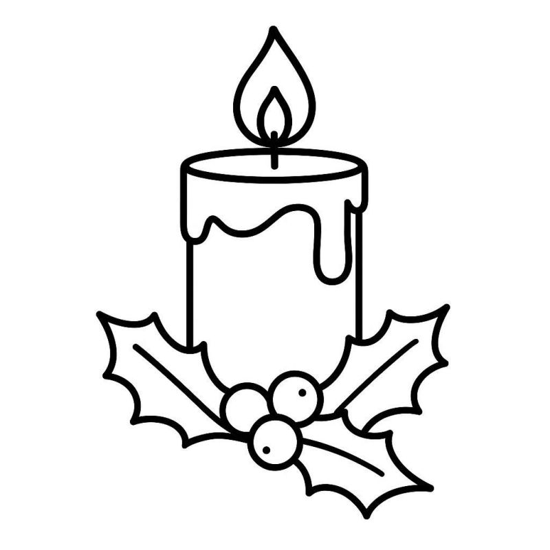 Desenho Minimalista de Vela de Natal para Crianças Pequenas