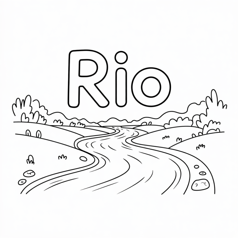 Paisagem Natural com Rio para Colorir