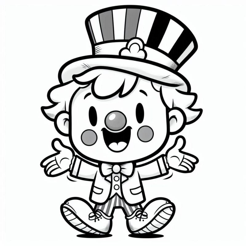 Desenho Divertido de Palhaço Caricato para Colorir