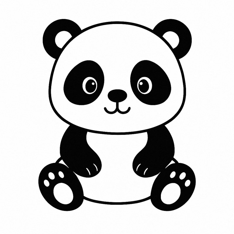 Desenho de panda fofo estilo cartoon para colorir por crianças pequenas.
