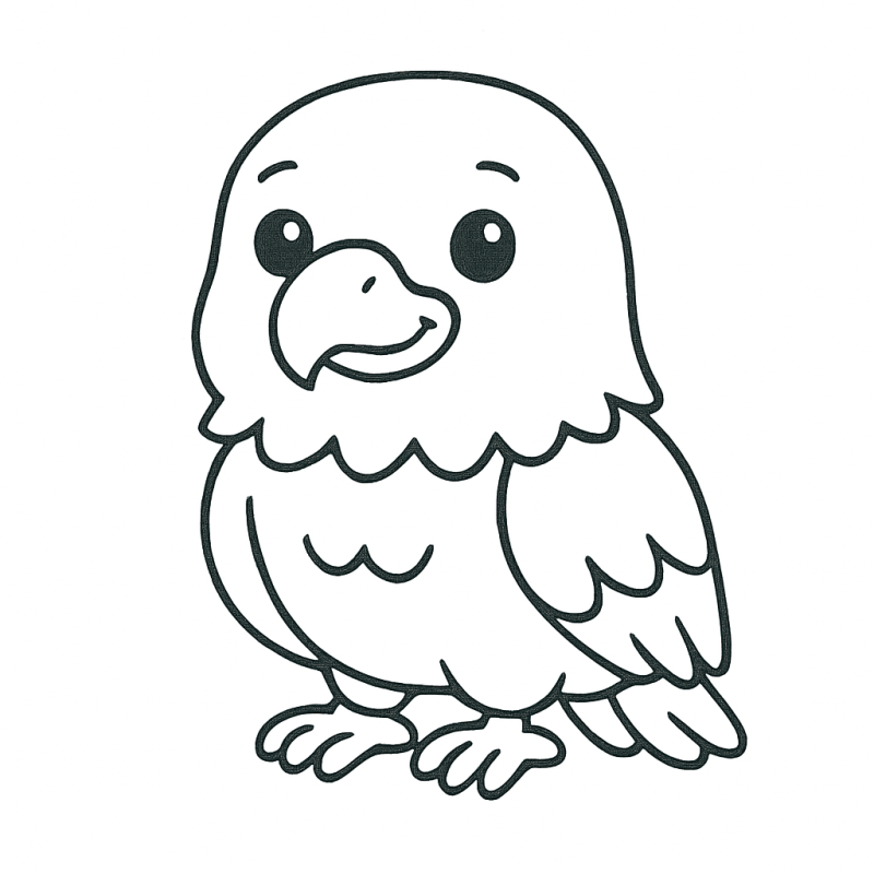 Desenho de pássaro fofinho, ideal para crianças colorirem