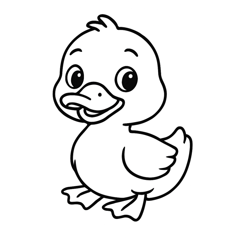 Desenho de um patinho alegre para colorir, ideal para crianças pequenas