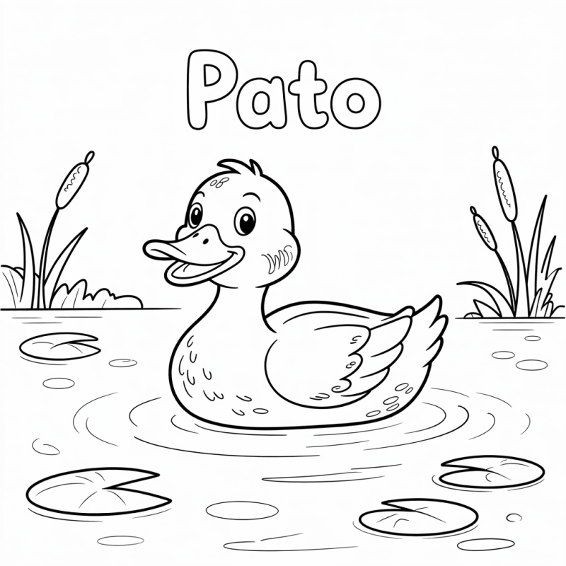 Desenho de Pato Amigo no Lago para Colorir