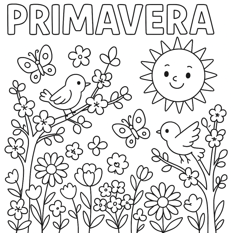 Jardim Mágico de Primavera para Colorir