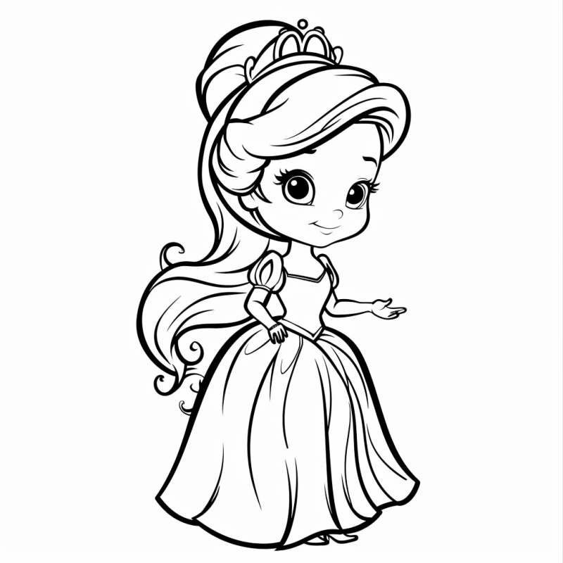 Desenho de Jovem Princesa Animada para Colorir