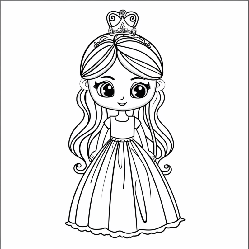 Princesa Fofa em Estilo Mangá para Colorir