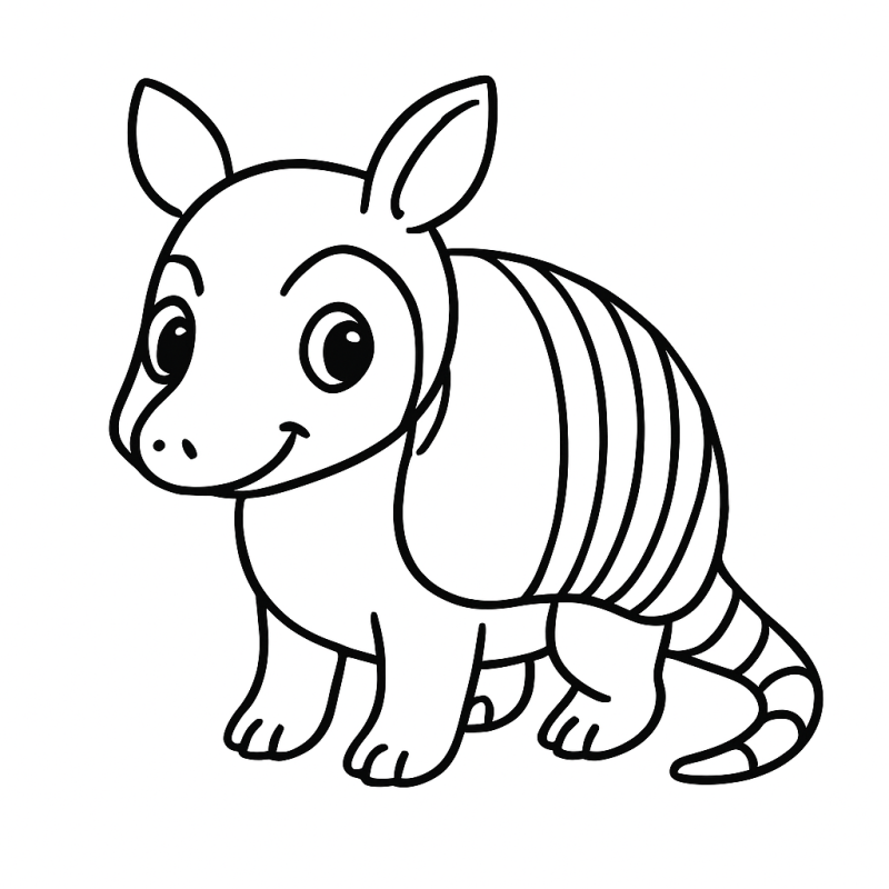 Desenho de um tatu fofo para colorir, perfeito para crianças pequenas