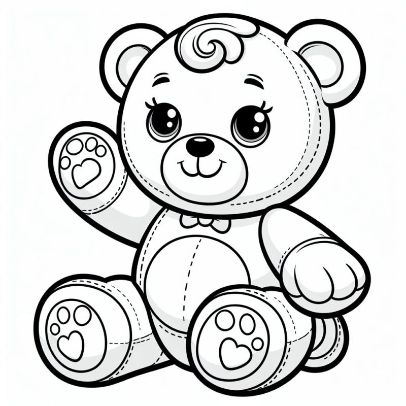 Desenho de ursinho de pelúcia para colorir, ideal para crianças.