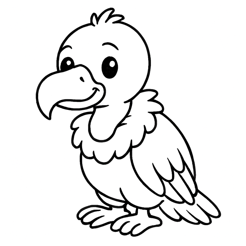Desenho de urubu em estilo caricatura amigável para colorir por crianças pequenas