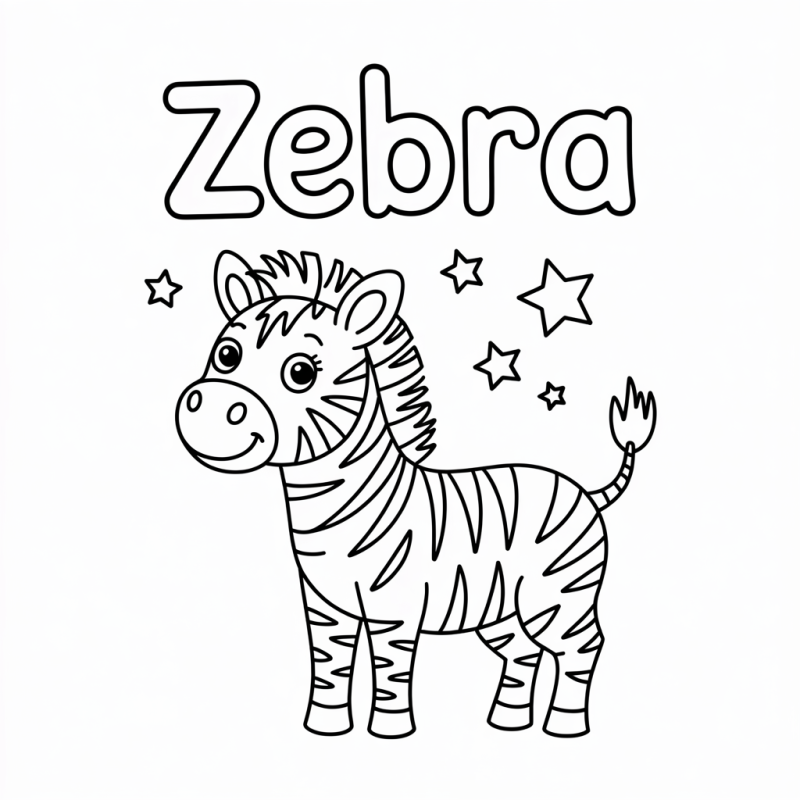 Desenho de Zebra Caricata para Colorir