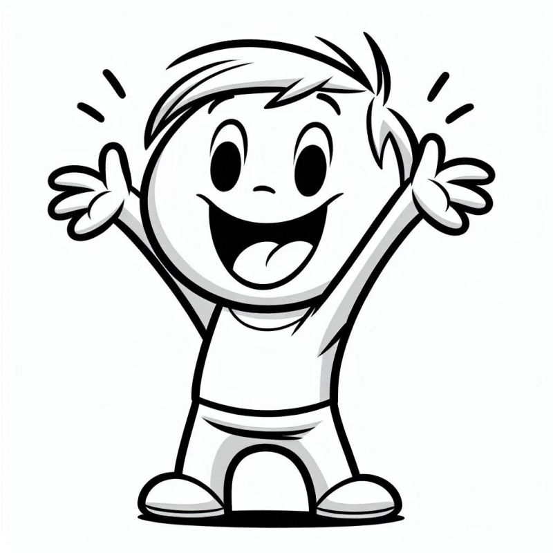Desenho de personagem infantil alegre com rosto sorridente para colorir