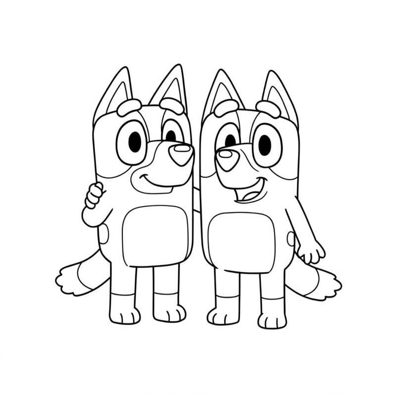 Desenho de Amigos Cachorros para Colorir e Imprimir