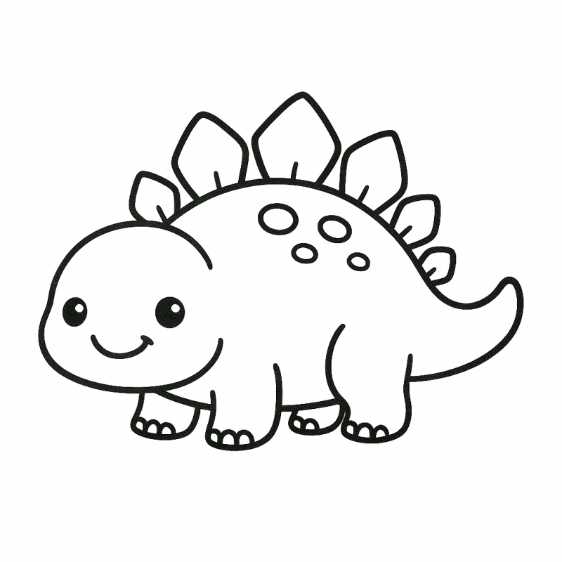 Desenho de dinossauro simpático e amigável para crianças colorirem