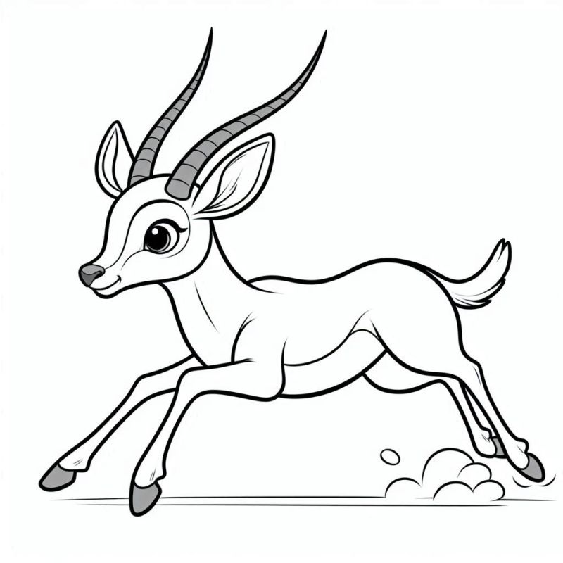 Antílope em Movimento: Desenho para Colorir e Aprender