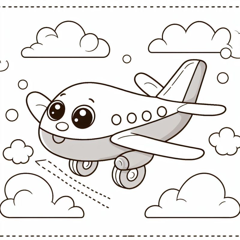 Desenho de Avião Caricato para Colorir