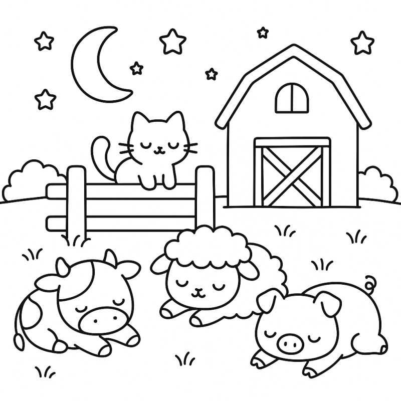 Cena Campestre Serena para Colorir