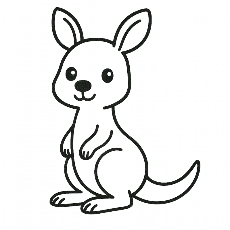 Desenho de canguru cartunesco e amigável para colorir ideal para crianças pequenas