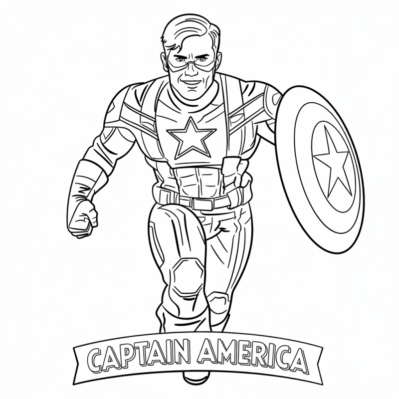 Desenho do Capitão América em ação para colorir