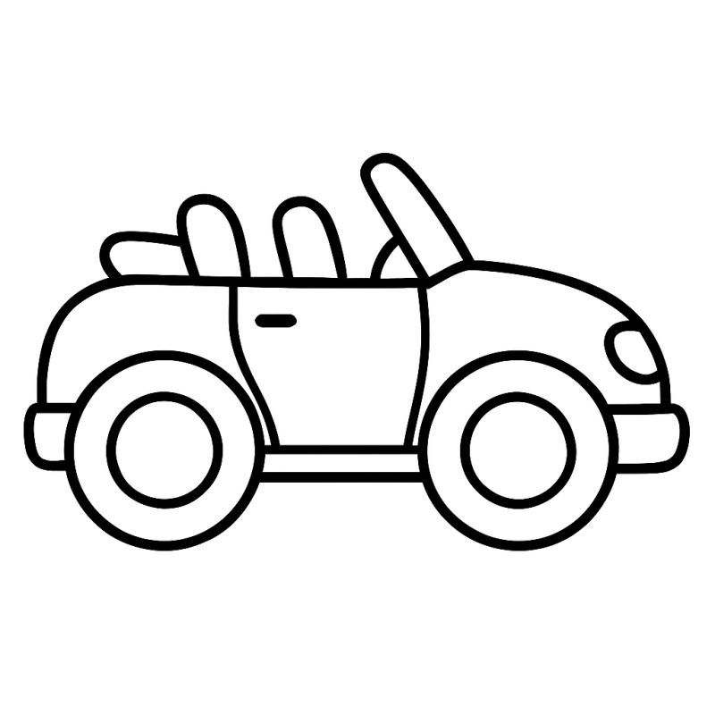 Desenho Simplificado de Carro Convertível para Colorir