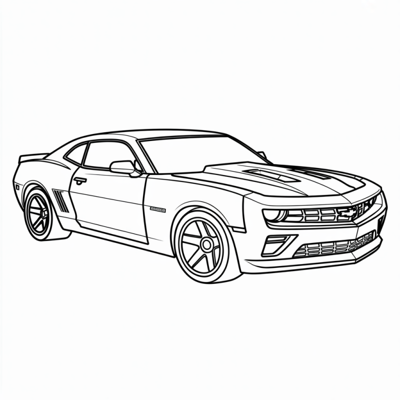 Desenho do Camaro SS Hot Wheels para colorir em estilo linha clara