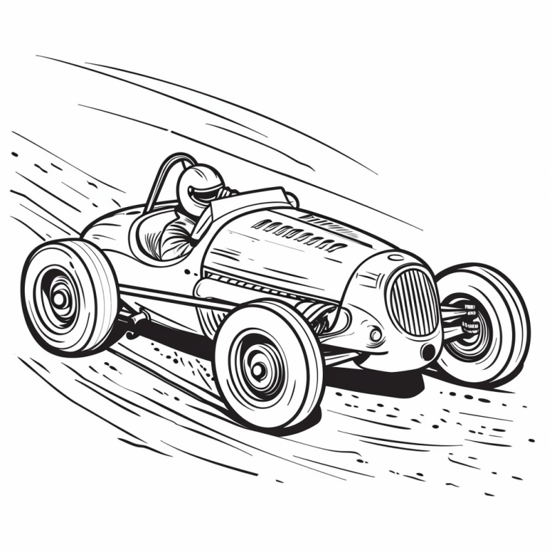 Desenho de carro de corrida antigo para colorir
