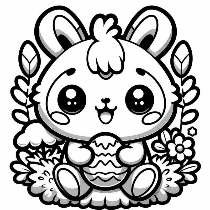 Colorindo um Adorável Coelhinho com Ovo de Páscoa