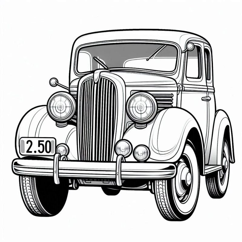 Desenho detalhado de carro antigo para colorir