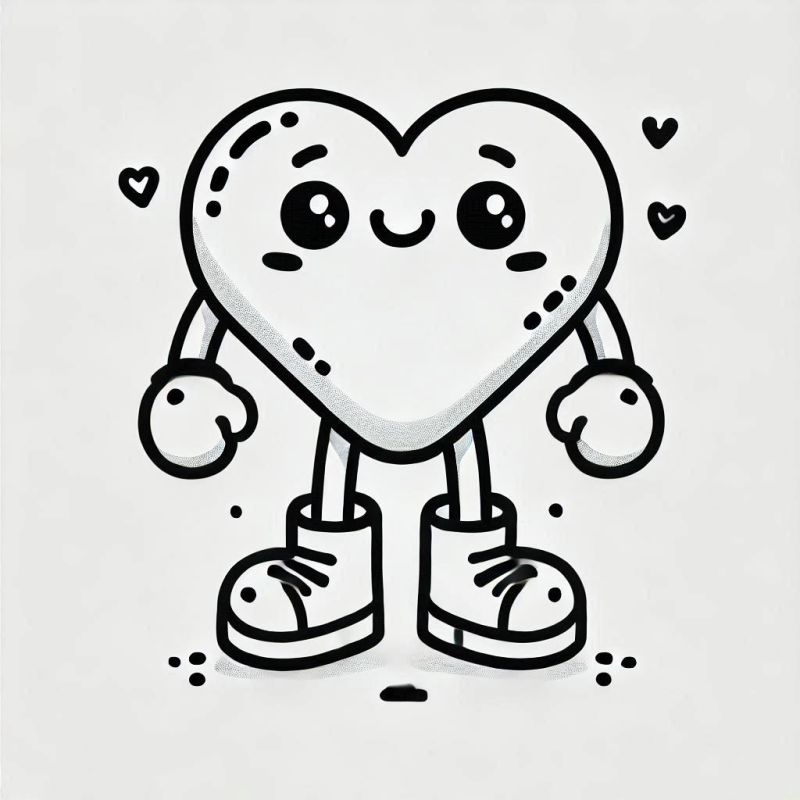 Coração Feliz e Divertido: Um Desenho para Colorir!