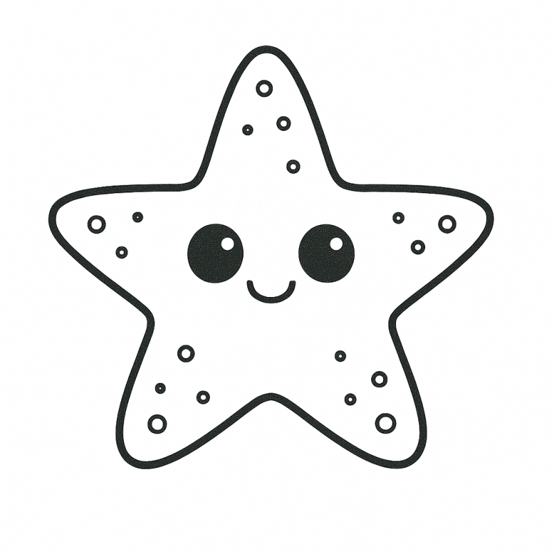 Desenho de estrela-do-mar sorridente para colorir