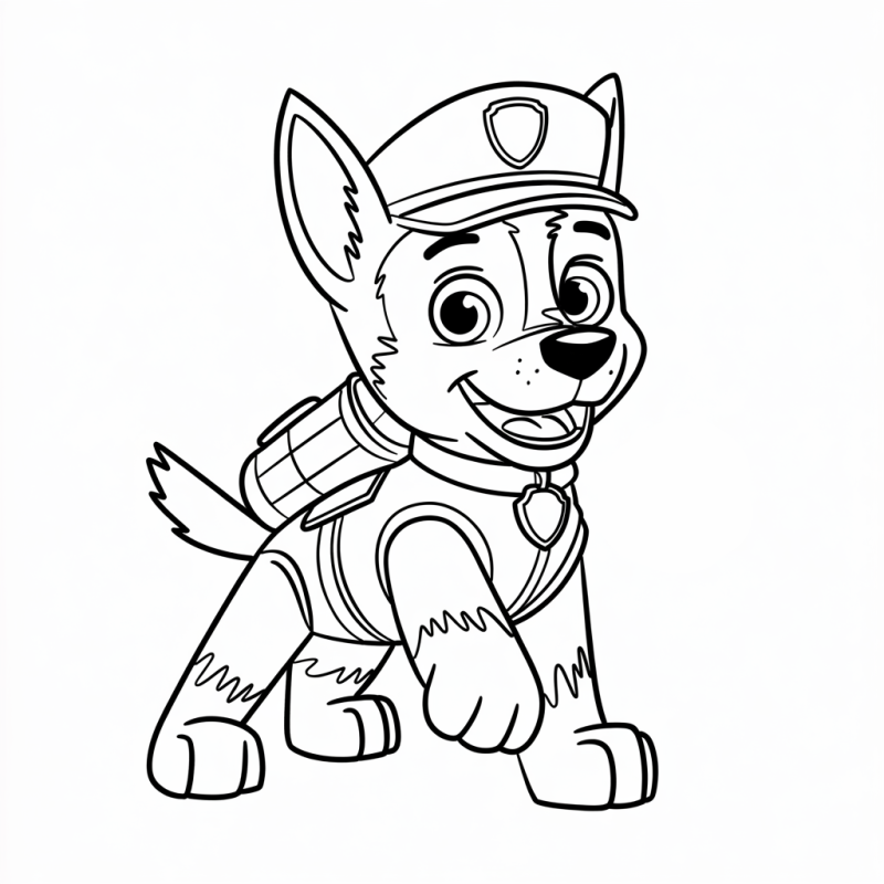 Desenho de Chase da Patrulha Canina para colorir, cachorro policial animado