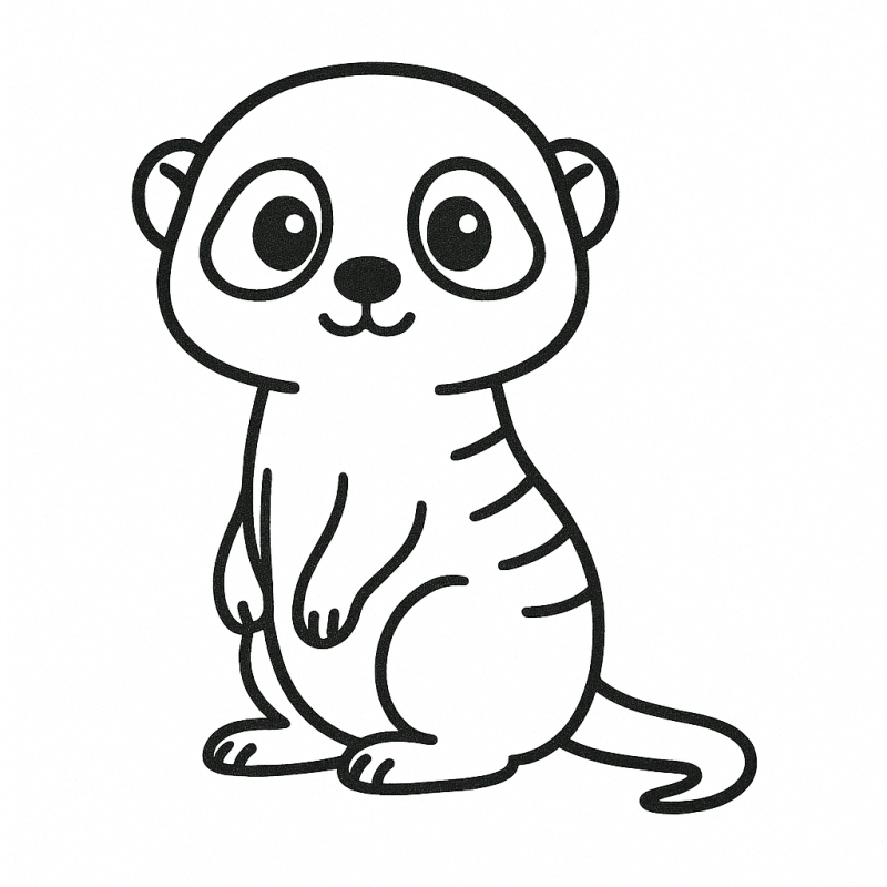 Desenho de suricata fofa sentada, ideal para colorir