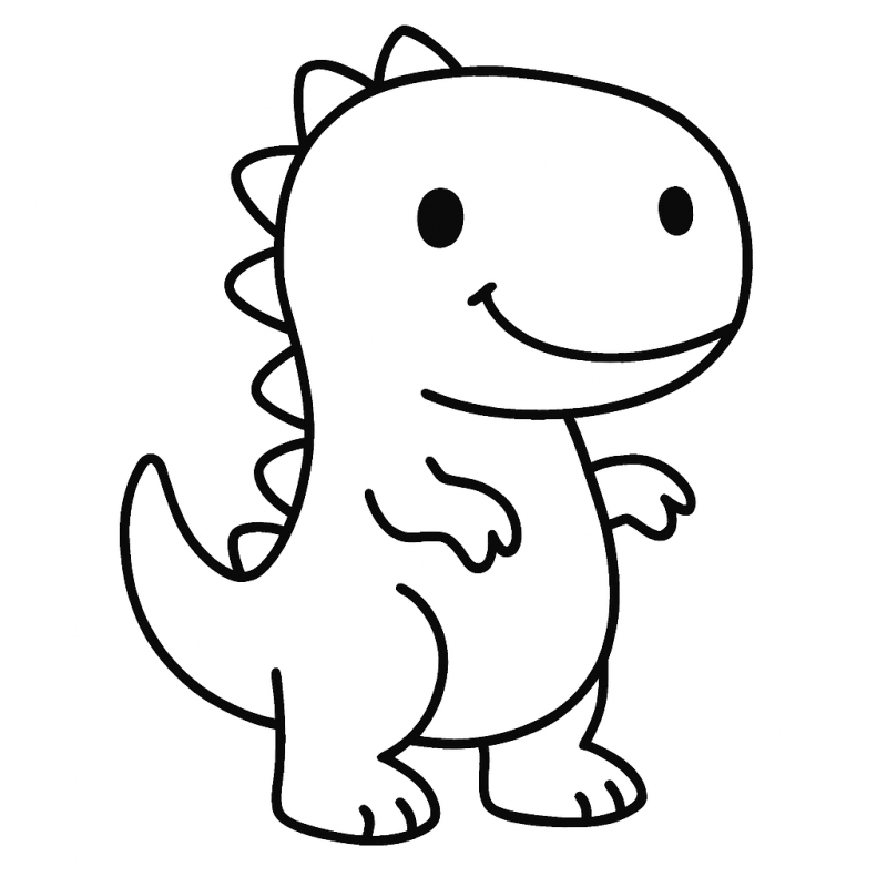Desenho de dinossauro cartunesco e fofo para colorir