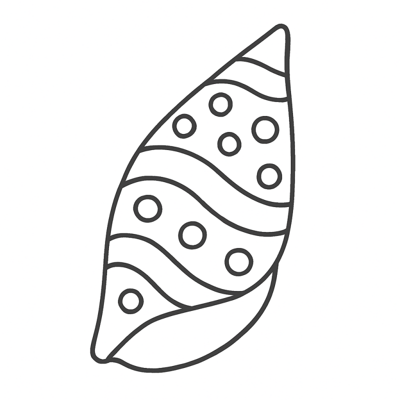 Desenho de concha estilizada para colorir com padrão vibrante.