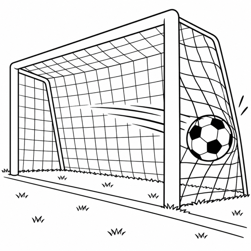 Bola de futebol entrando no gol
