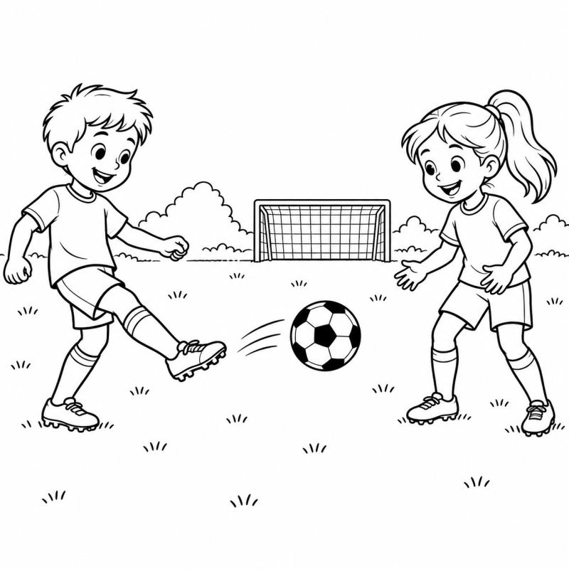 Crianças trocando passe de futebol