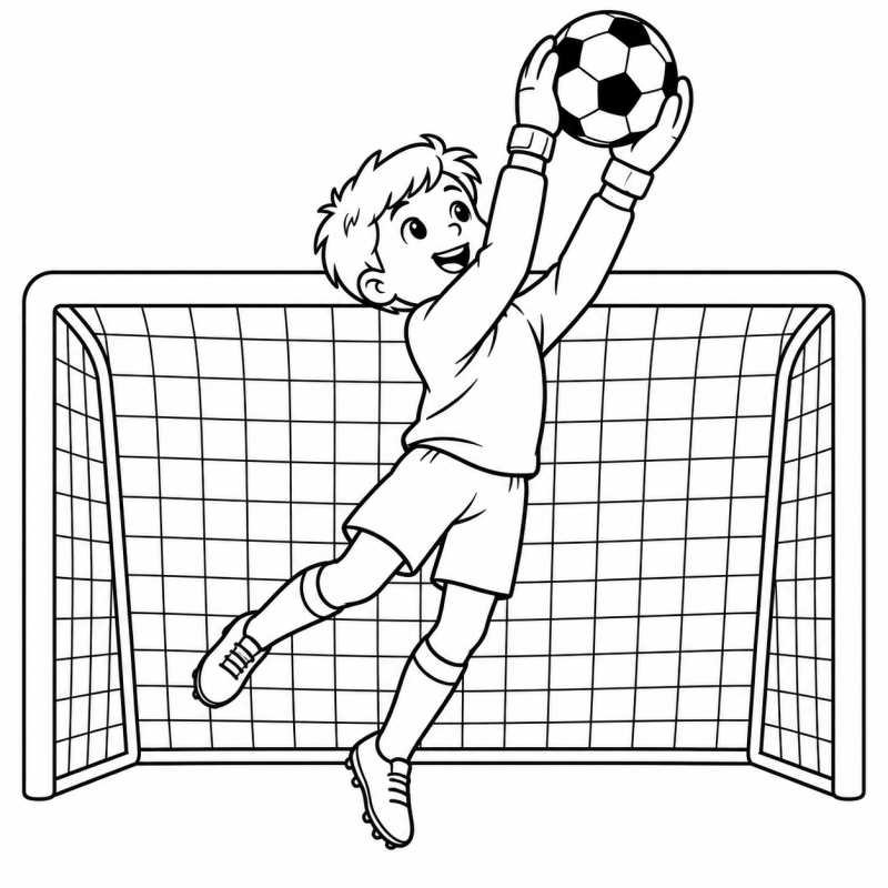 Goleiro defendendo a bola de futebol