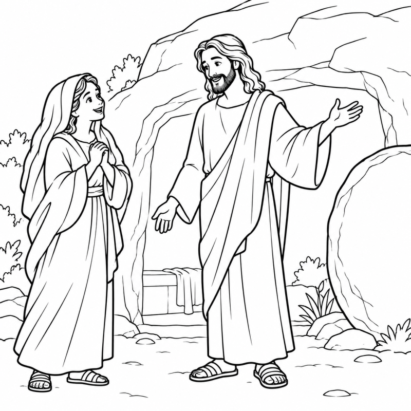Jesus ressuscitado e Maria Madalena junto ao túmulo vazio