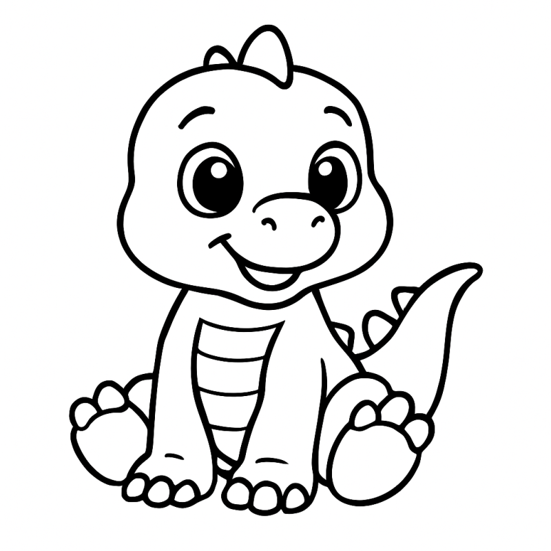 Desenho de dinossauro bebê amigável para colorir