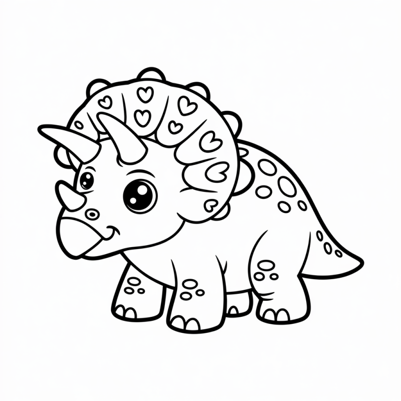 Desenho de triceratops cartoon amigável e detalhado para colorir