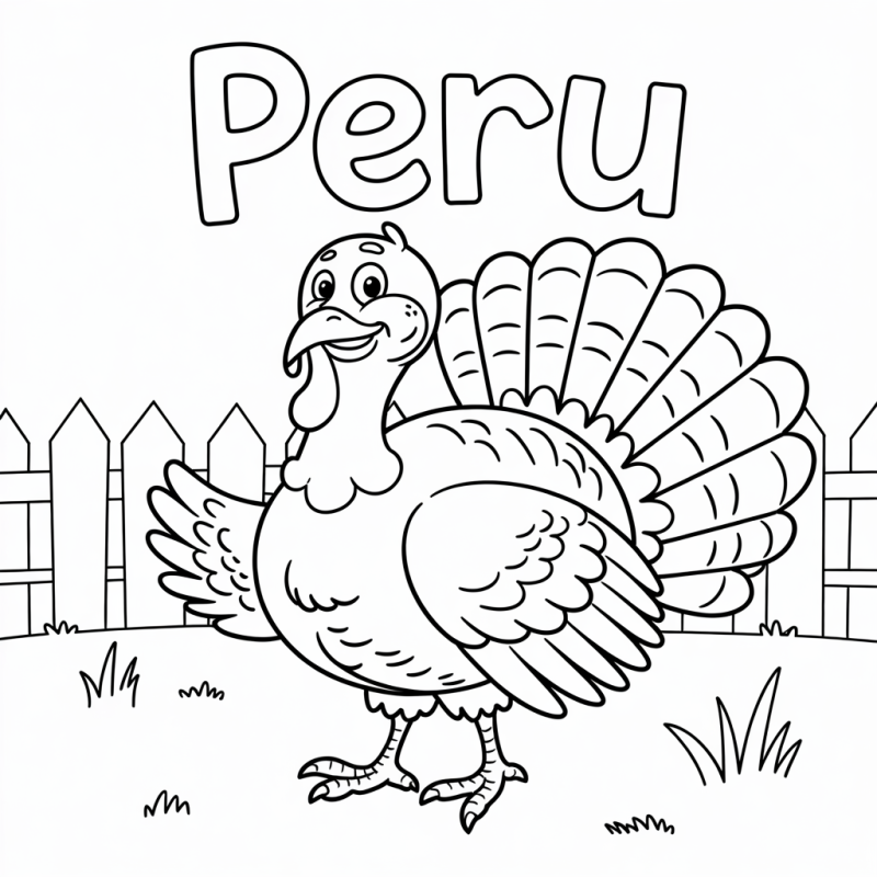 Desenho de Peru Sorridente para Colorir