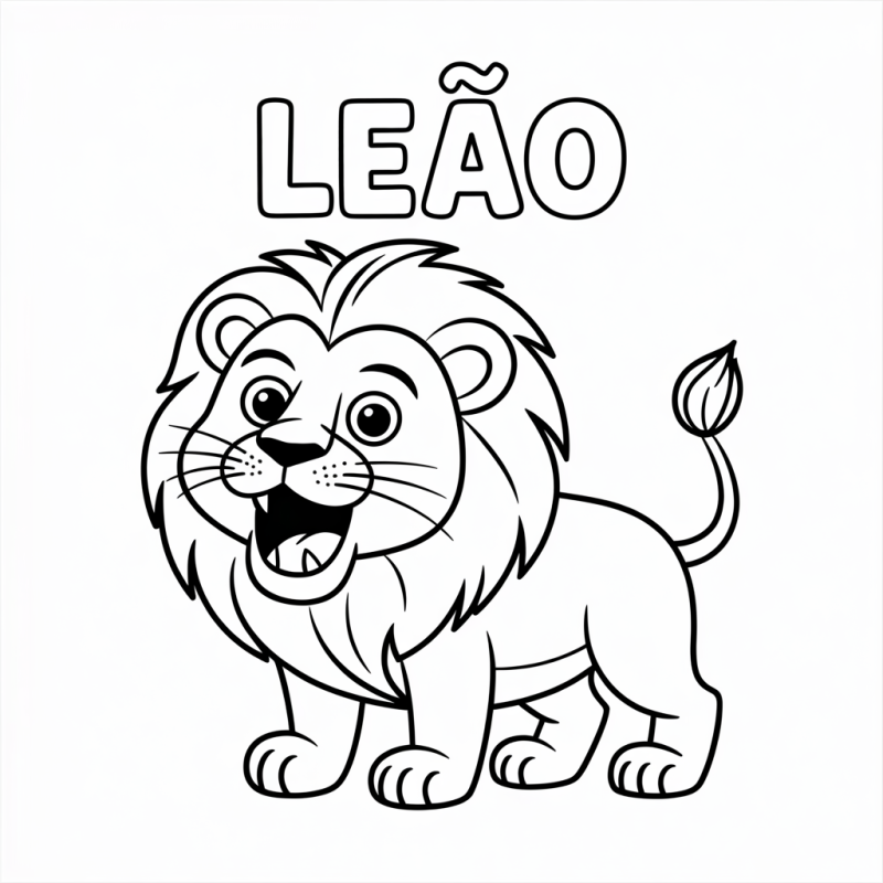 Leão Infantilizado: Um Desenho para Colorir e Aprender