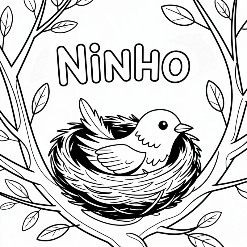 Desenho de NINHO para Colorir e Educar