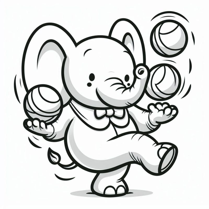 Divirta-se Colorindo Nosso Elefante Engraçado Malabarista