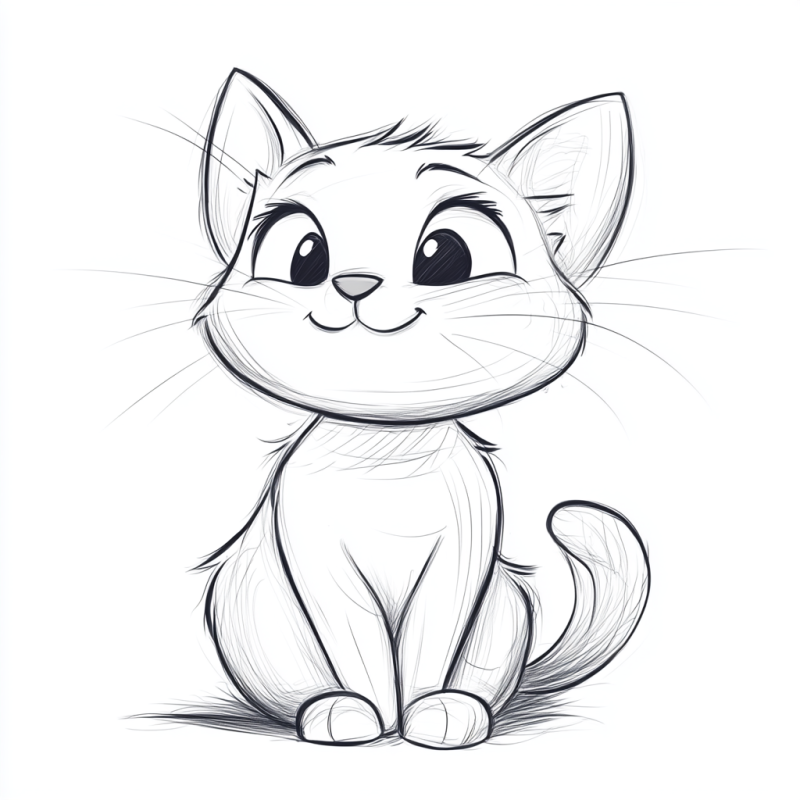 Desenho de um gatinho fofinho para colorir e imprimir