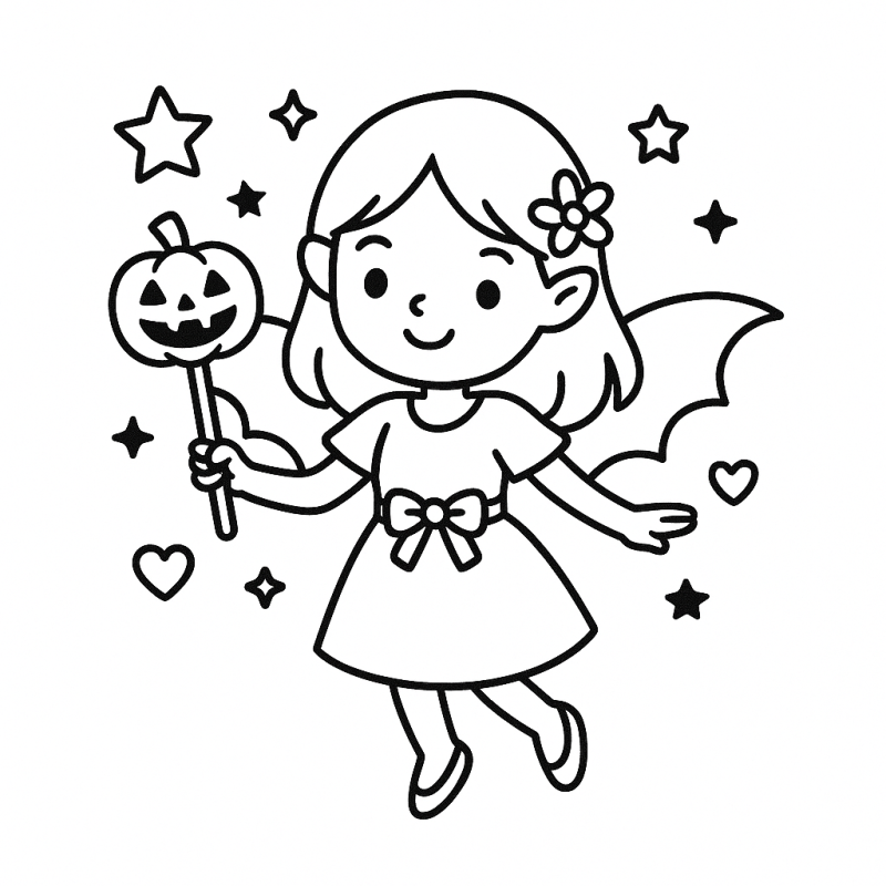 Personagem de Halloween com Asas de Morcego para Colorir Desenho de personagem infantil com asas de morcego e abóbora para colorir