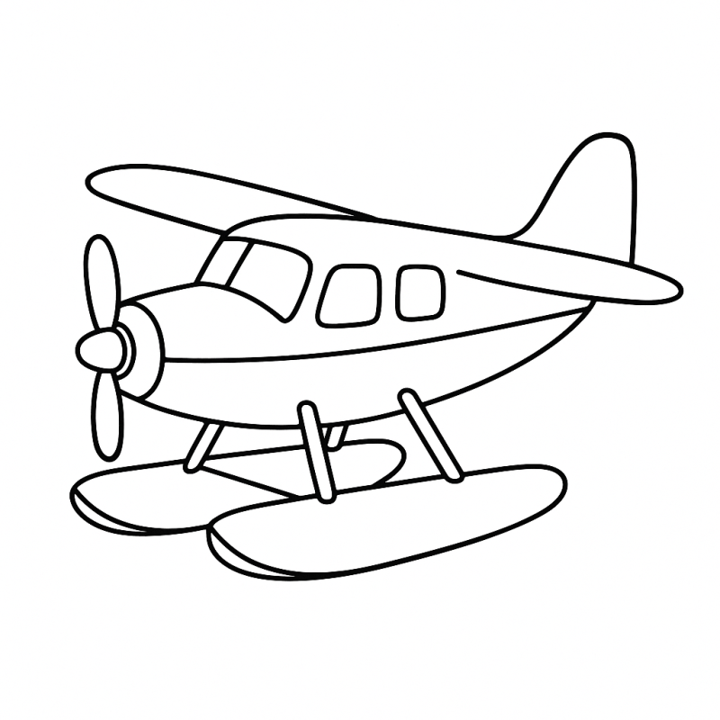 Desenho clássico de hidroavião para colorir