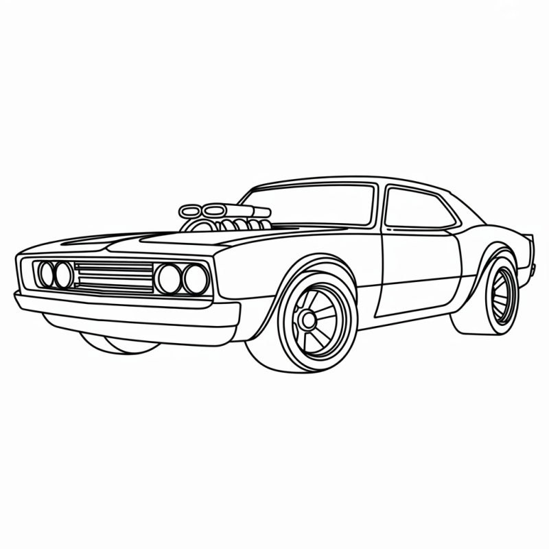Desenho em preto e branco do carro Hot Wheels Rodger Dodger para colorir