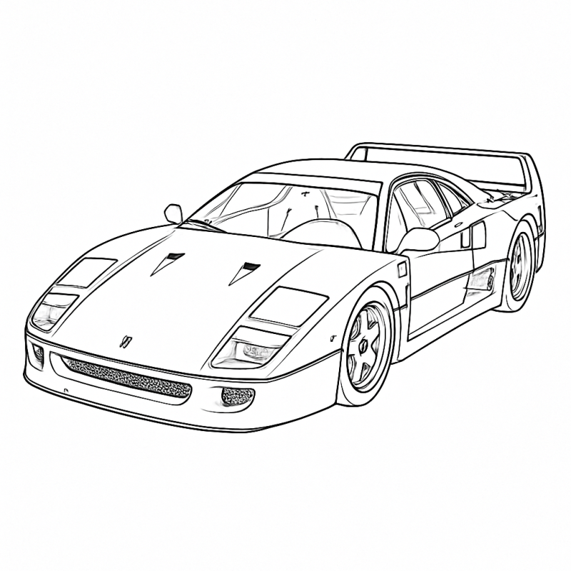 Desenho do carro esportivo Ferrari F40 estilo Hot Wheels